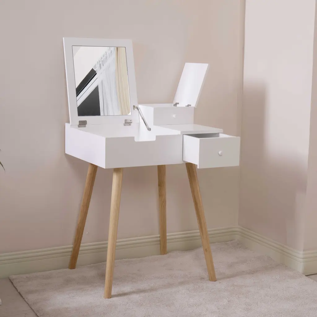Wooden Vanity Desk Flip Top Dressing Mirror Writing Table Computer Desk smarthome furniture