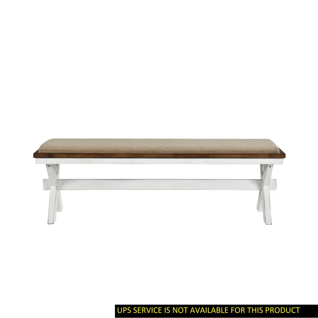 Modern White And Oak Finish Fabric Upholstered Bench 1 Piece Dining Chair kanepe