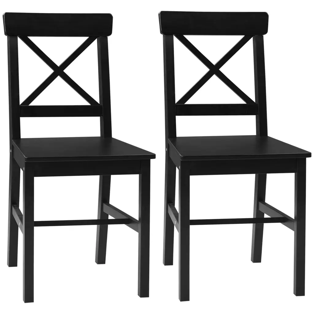 Homcom Modern Farmhouse Dining Chairs Set 2 Wooden Kitchen Chairs aosom business