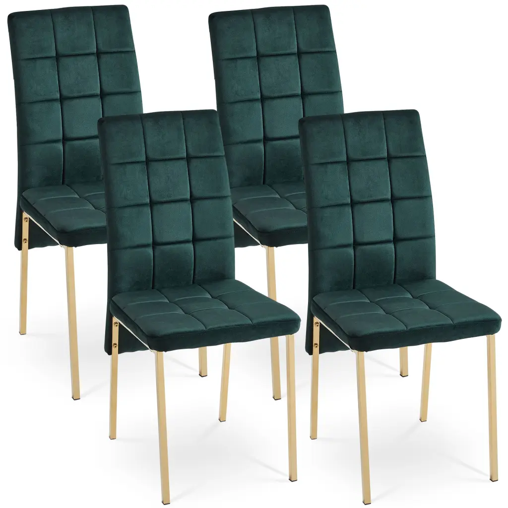 Green Velvet High Back Nordic Dining Chair Modern Fabric Chair Gold Legs bn smart home w1164