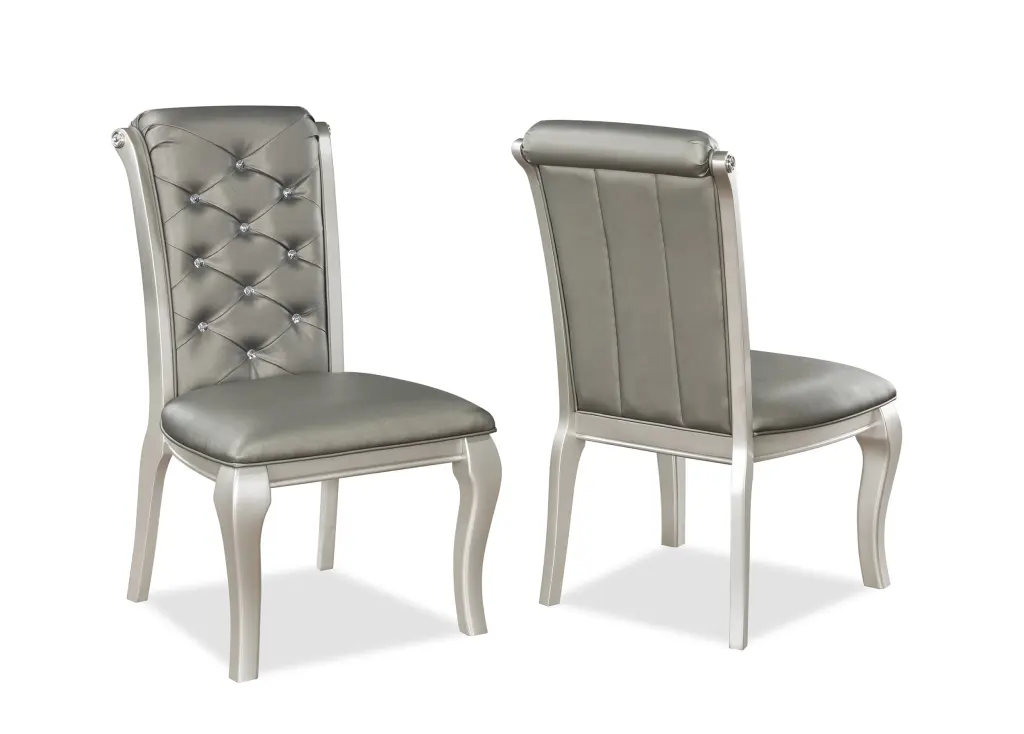 Caldwell Side Chair Set 2 Pearl Silver Silver White Wood crown mark inc