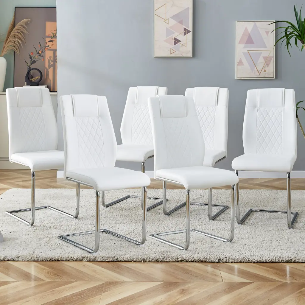 Modern Dining Chairs Faux Leather Padded Seat Dining and Living Room droom w-1151