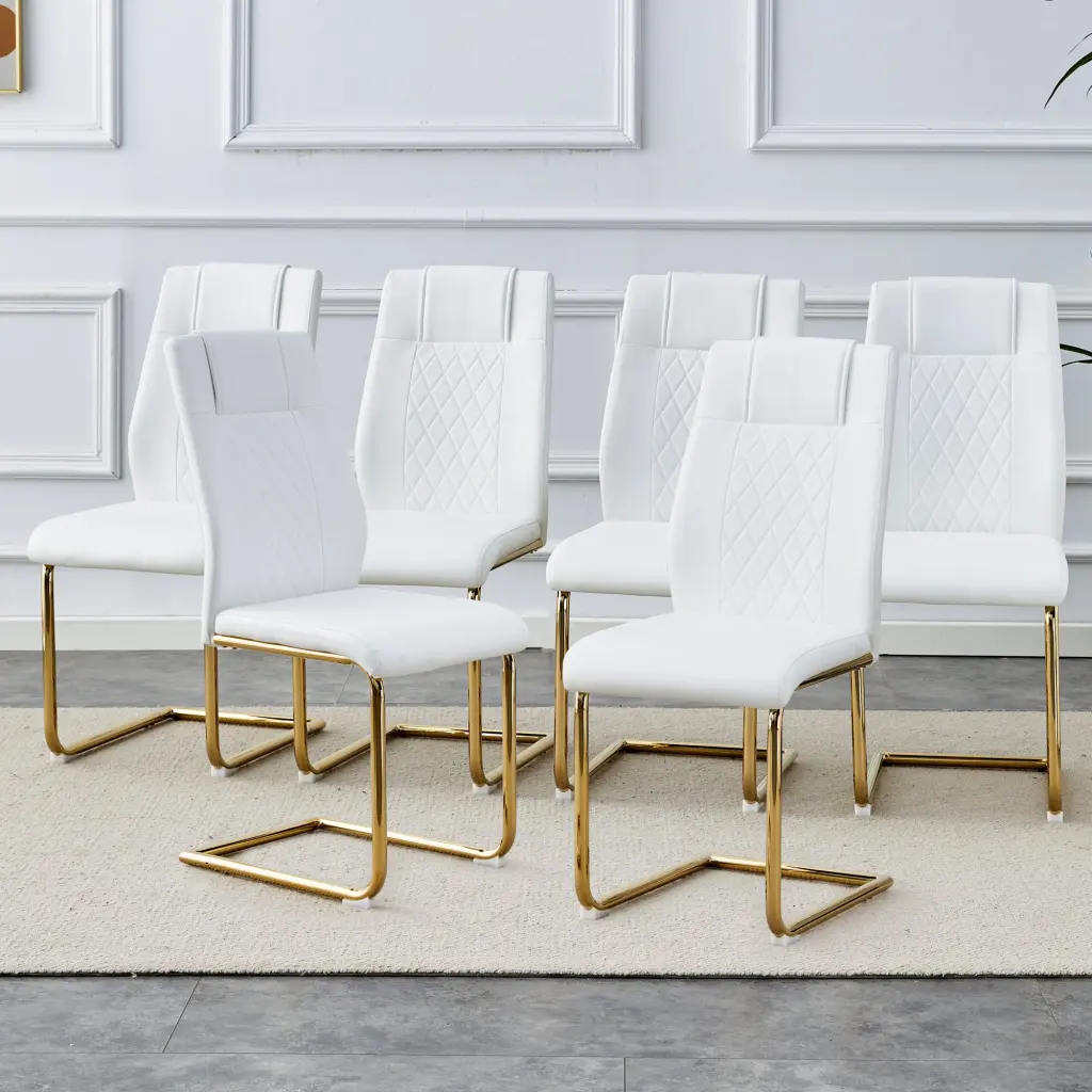 Modern Dining Chairs Golden Legs Cushioned Seating droom w-1151