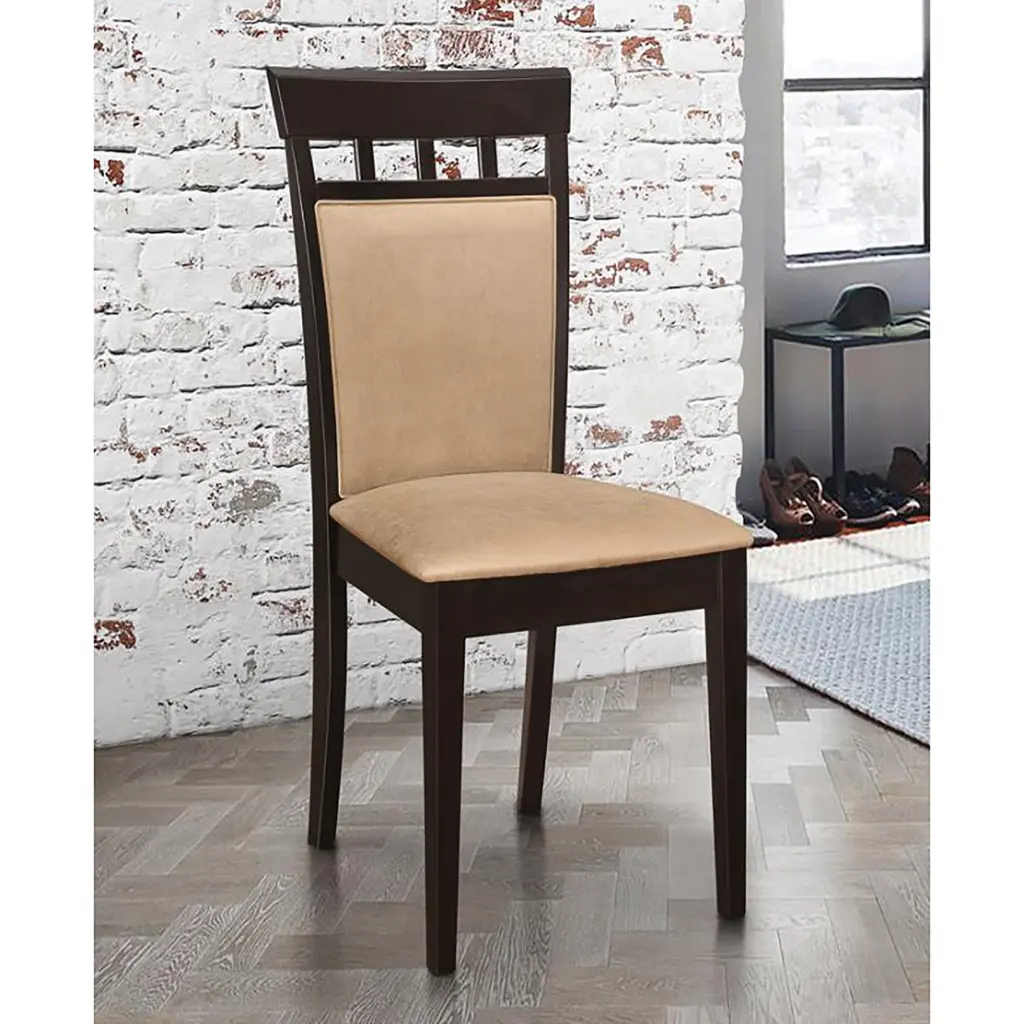 Beige And Cappuccino Upholstered Side Chairs Set 2 Solid Beige Brown furniture max