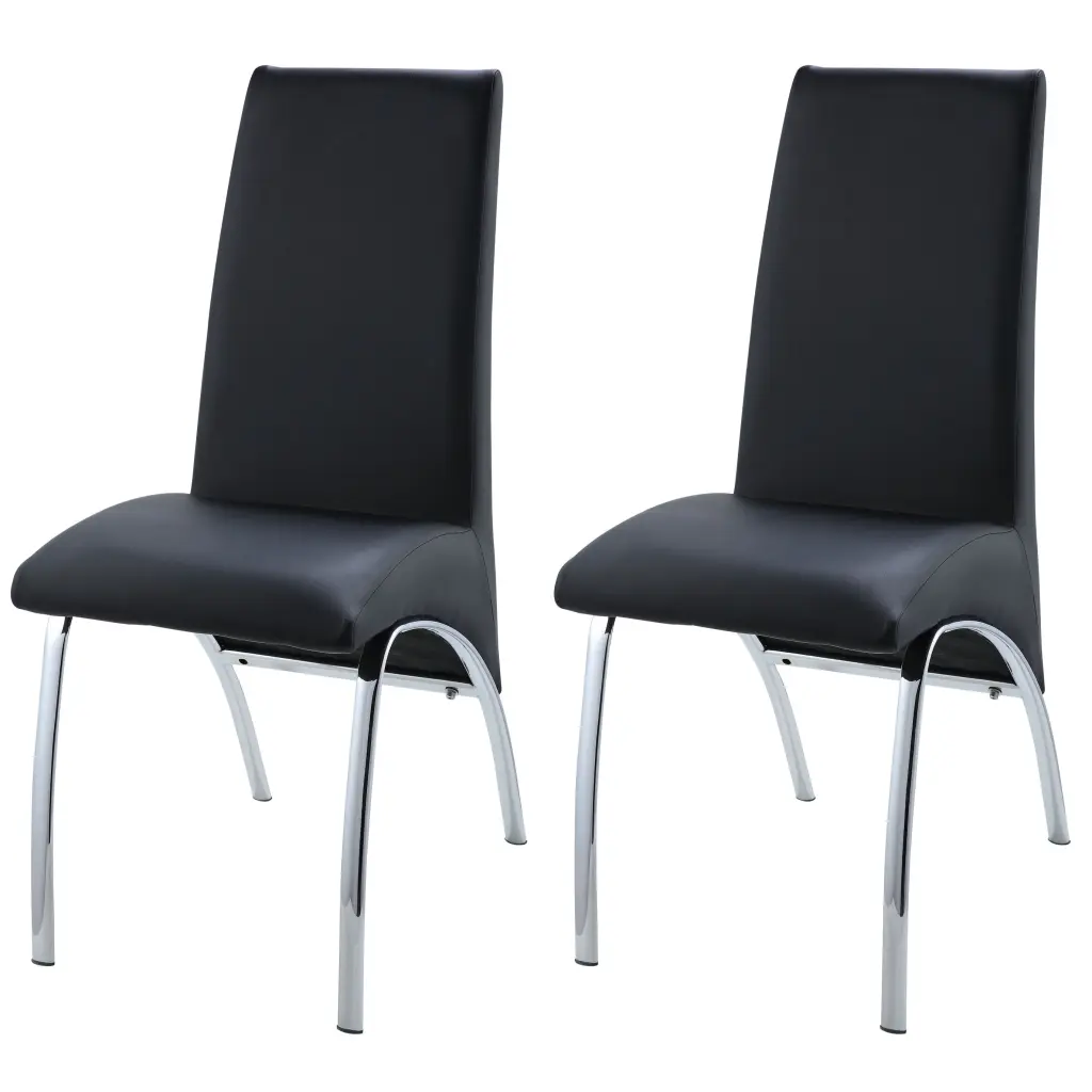 Black And Chrome Armless Solid Back Side Chair Set 2 furniture max