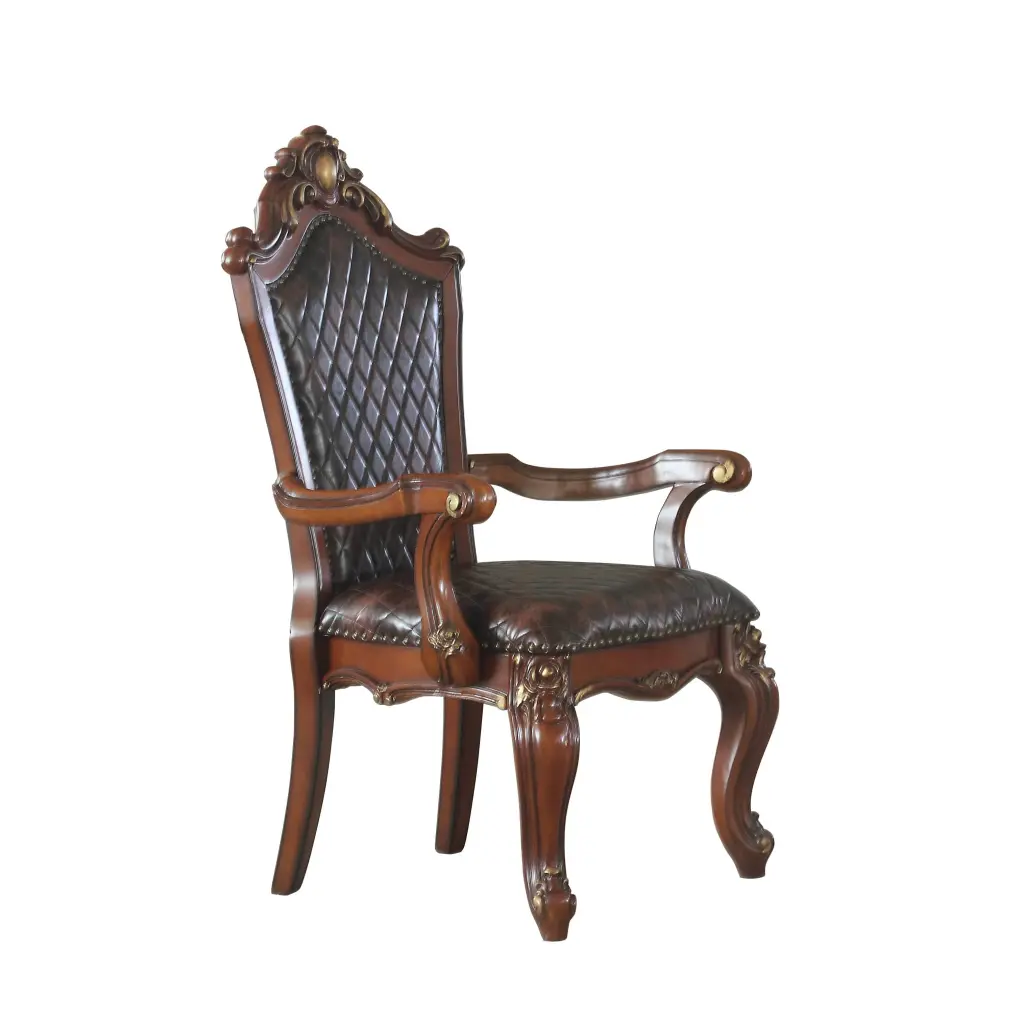 Black And Honey Oak Tufted Arm Chair Set 2 Dining Room Chairs furniture max