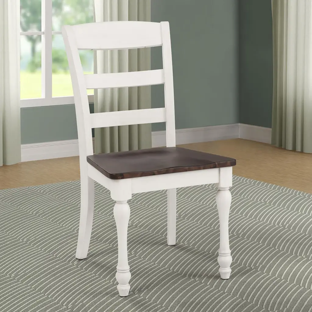 Dark Cocoa And White Ladder Back Side Chair Set 2 White Dining Room Chairs furniture max