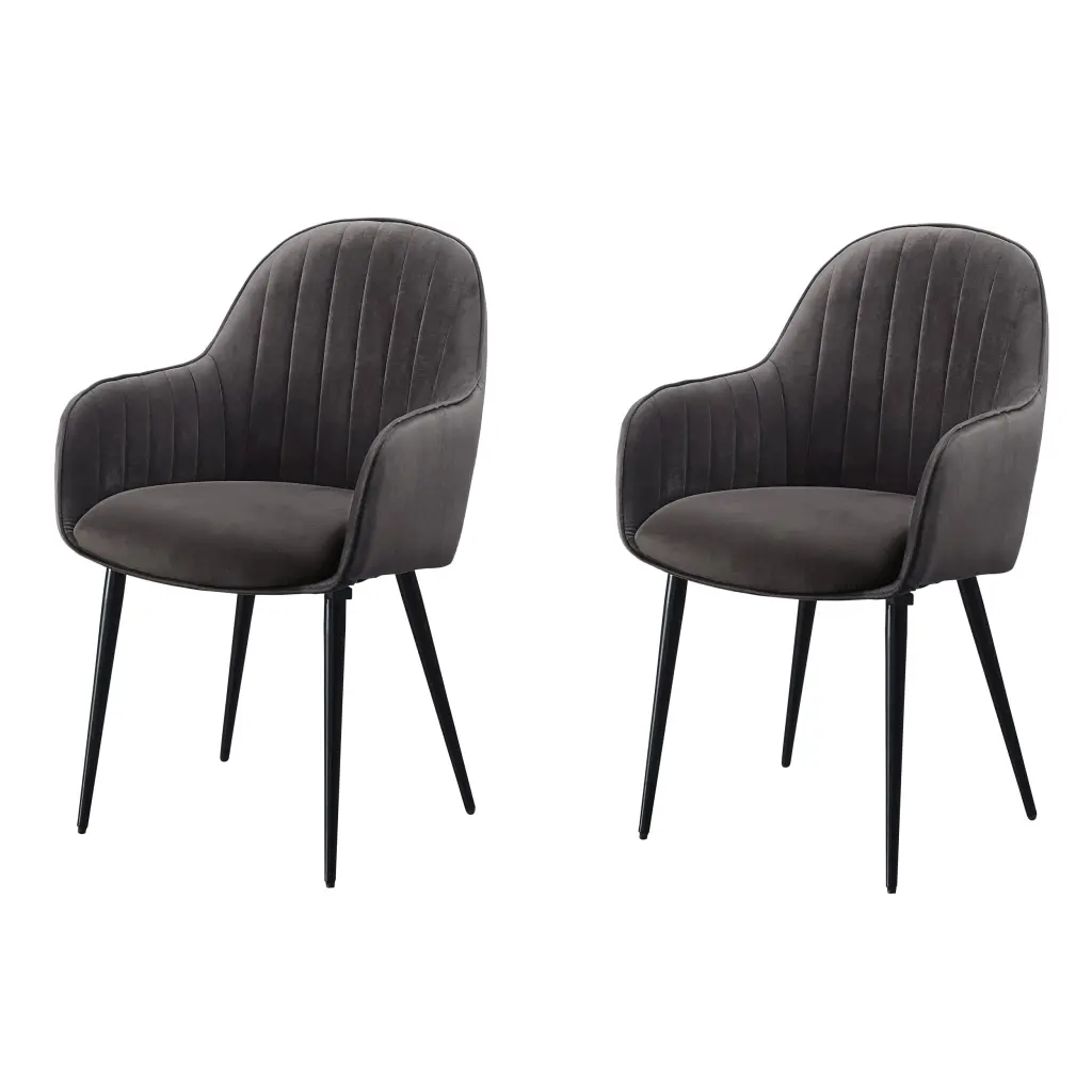 Dark Grey and Black Tufted Back Dining Chairs Set 2 Modern Dining furniture max