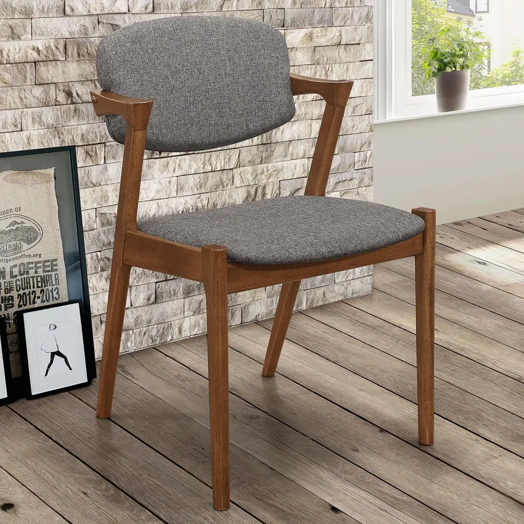 Set 2 Dark Walnut and Grey Wipe Clean Dining Chairs furniture max