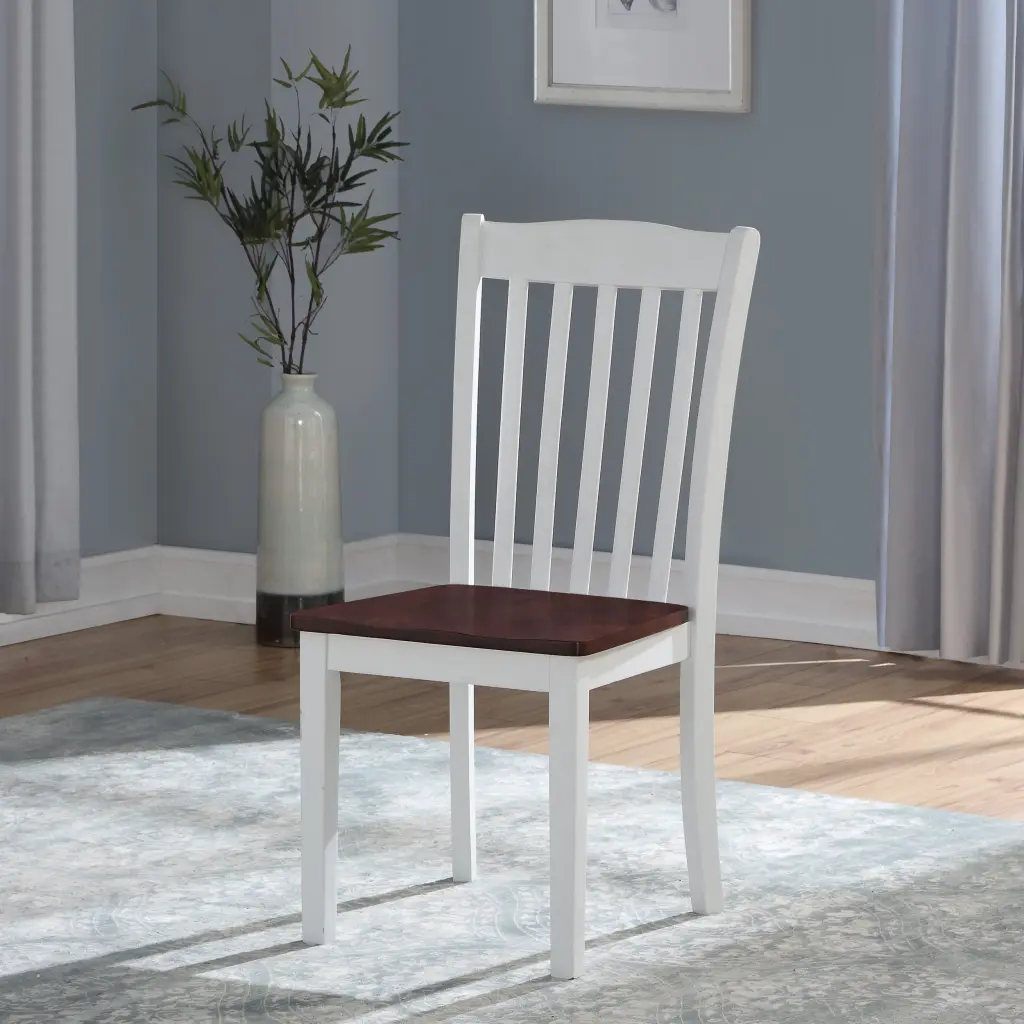 White And Walnut Slat Back Side Chairs Set 2 Solid Brown White Dini furniture max