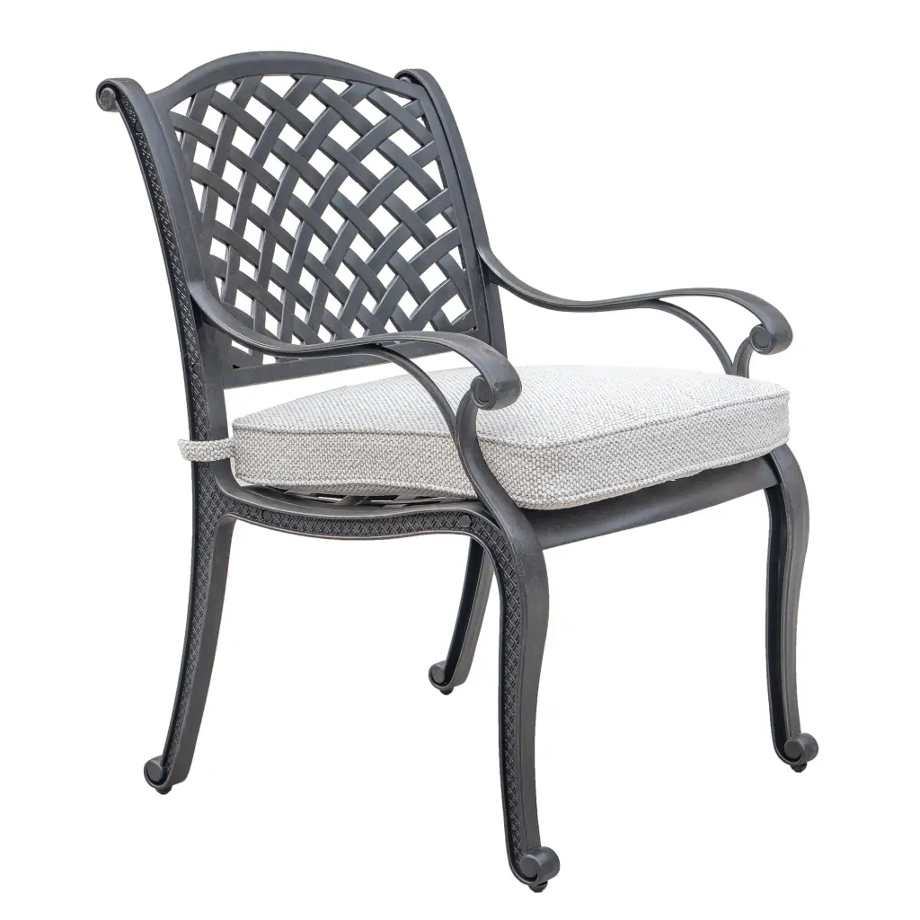 Outdoor Dining Chair Cushion Sandstorm Antique Gray Aluminum Patio Furniture gathercraft