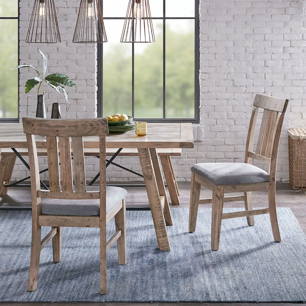 Dining Side Chair Set 2 Natural Grey Polyester Modern Kitchen Chairs jla