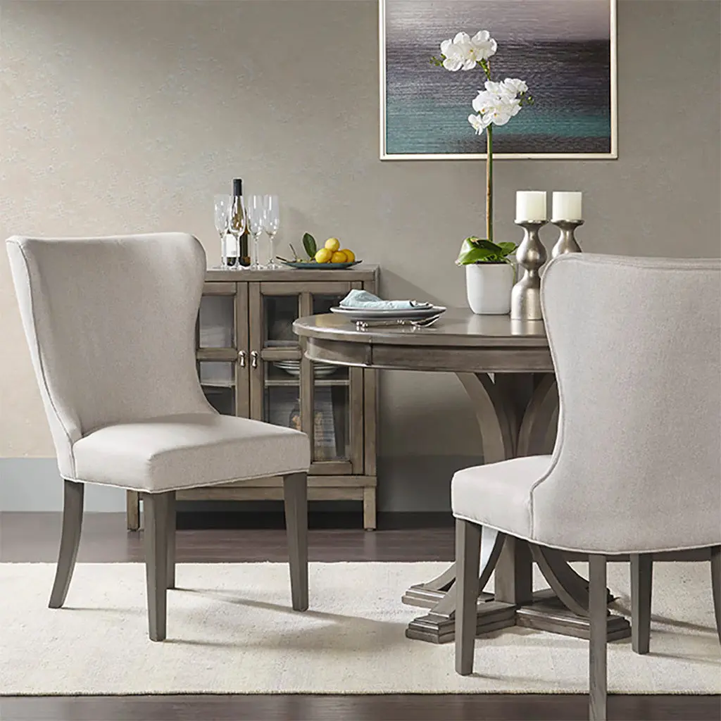 Helena Dining Chair Cream Grey Polyester Modern Dining Room jla