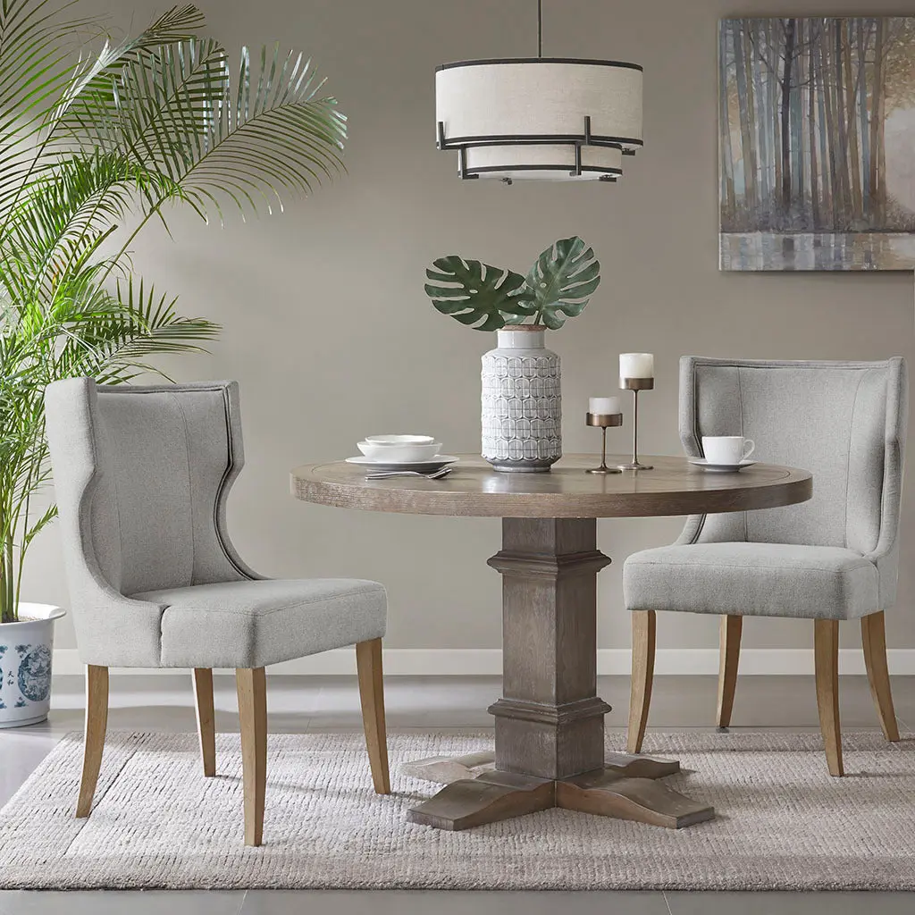 Upholstered Wingback Dining Chair Light Grey Polyester jla