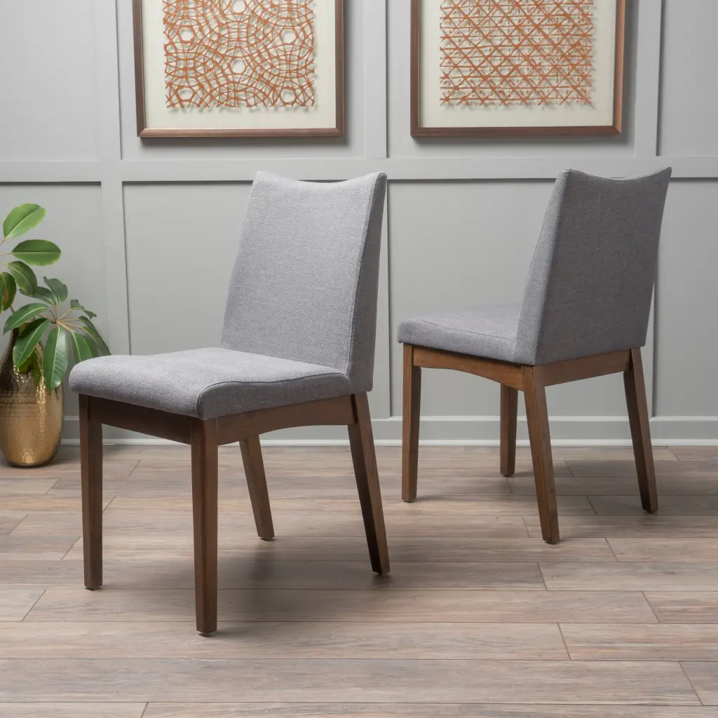 Dining Chair Set 2 Dark Grey Fabric Modern Kitchen Chairs nh-bo