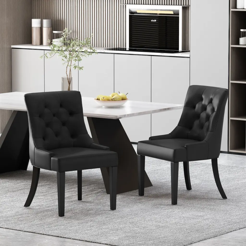 Cheney Dining Chair KD MP2 Set 2 Black PU nh-cloudhouse