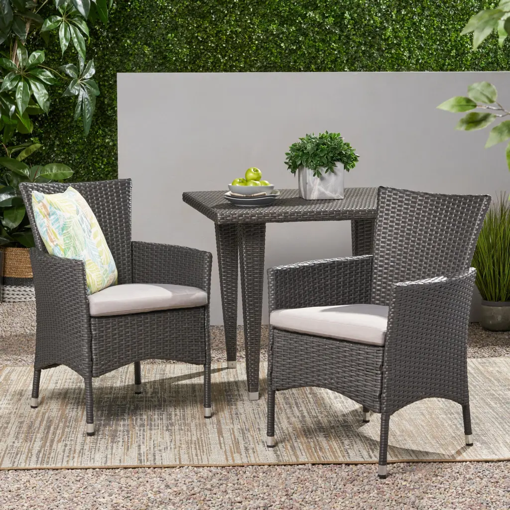 Malta Dining Chair Set 2 Grey Wicker Modern Kitchen Chairs nh-ihave