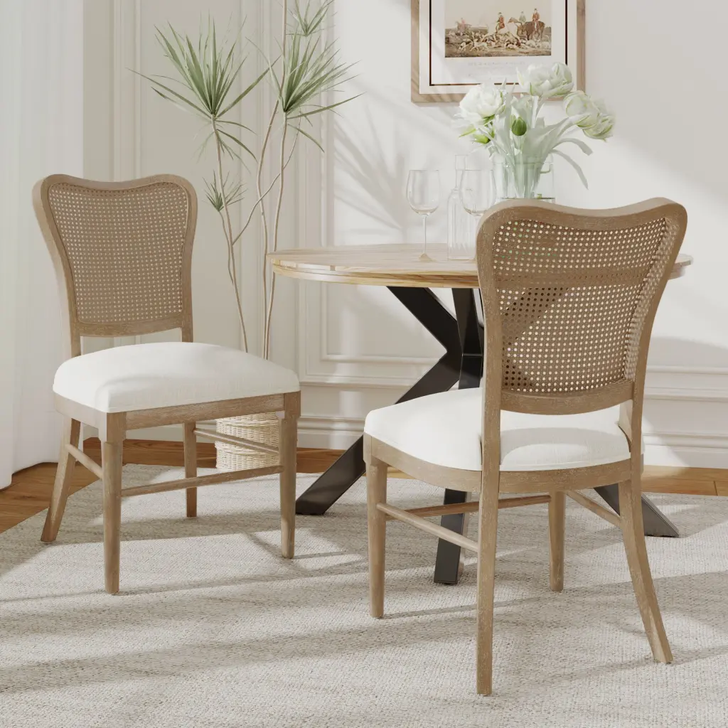 Dining Chair Set 2 Dark Brown Fabric Upholstered Modern Kitchen Seating nh-perfect home
