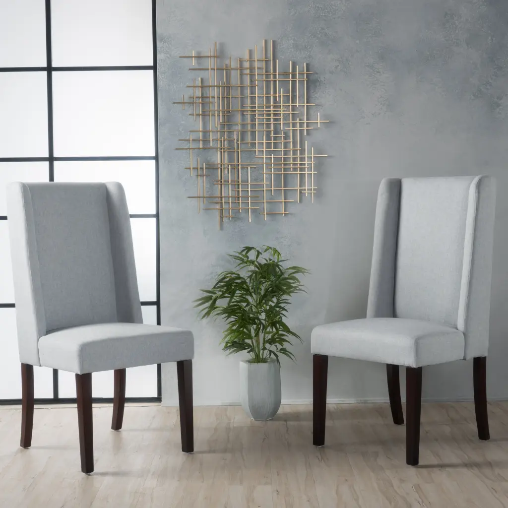 Dining Chair Set 2 Light Grey Fabric nh-perfect home