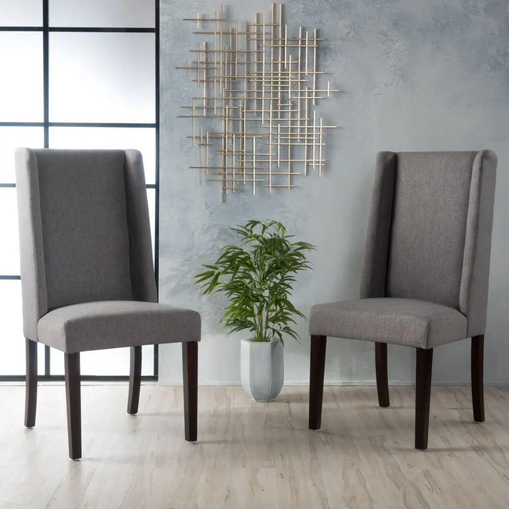 Modern Dining Chair Set 2 Dark Grey Plywood Chairs Kitchen or Dining Room nh-perfect home