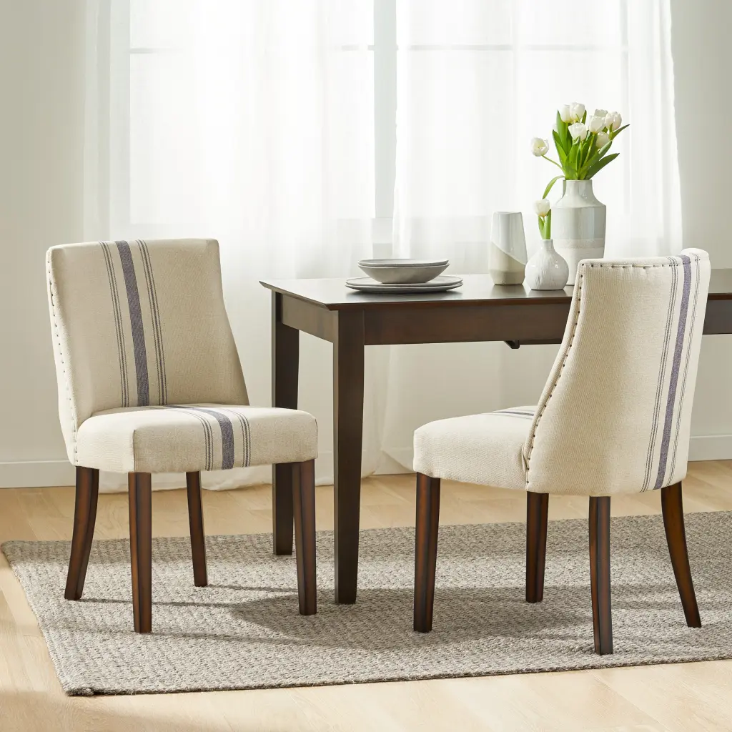 Dining Chair Beige Fabric Upholstered Seat nh-purenest