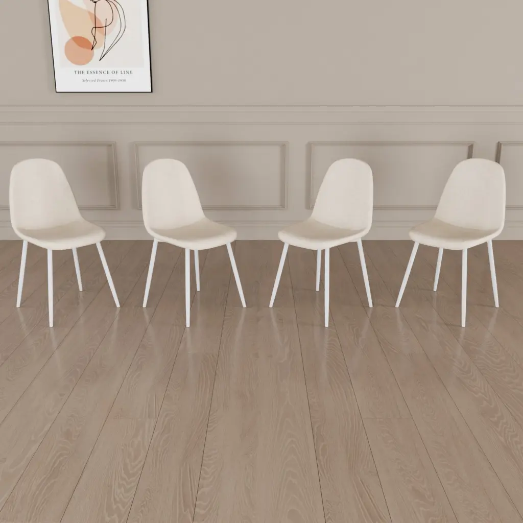 Dining Chairs Set 4 Modern Accent Chairs Linen Fabric Upholstered Seats nuoli furniture