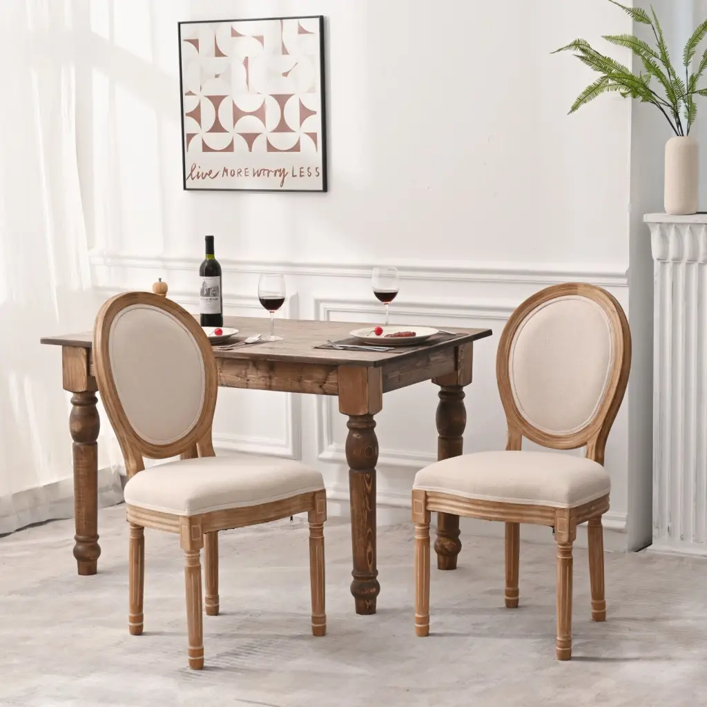 French Country Dining Chairs Set 2 Round Back Upholstered Seats rnb