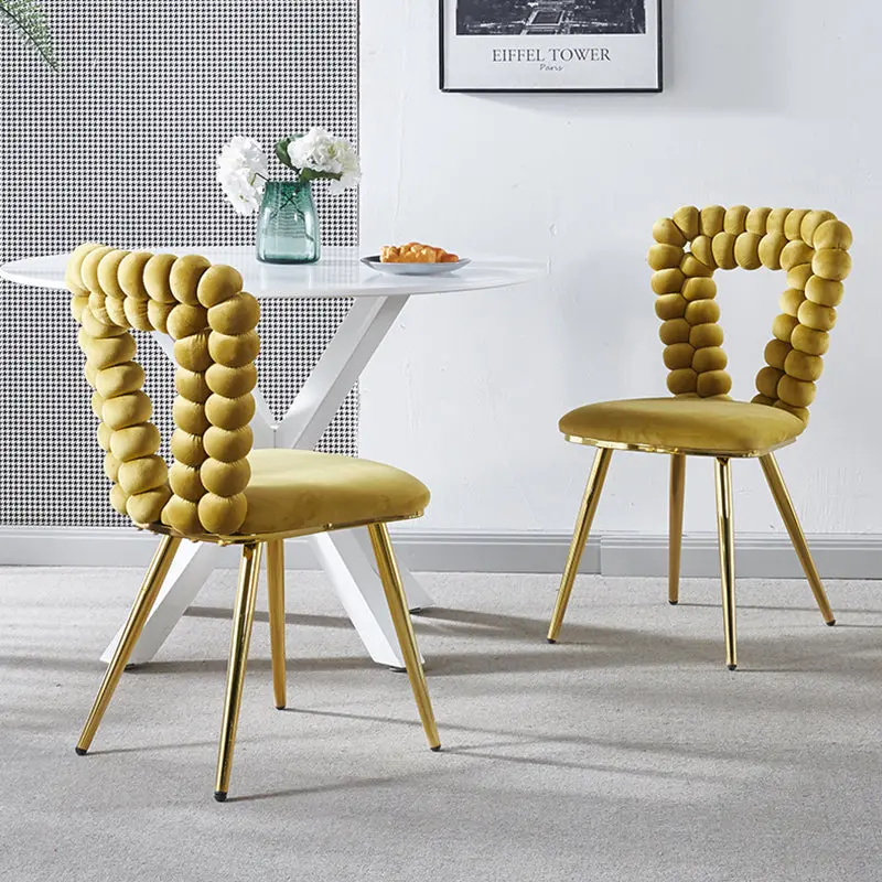 Modern Chair Set 2 Iron Tube Legs Soft Cushions rnb