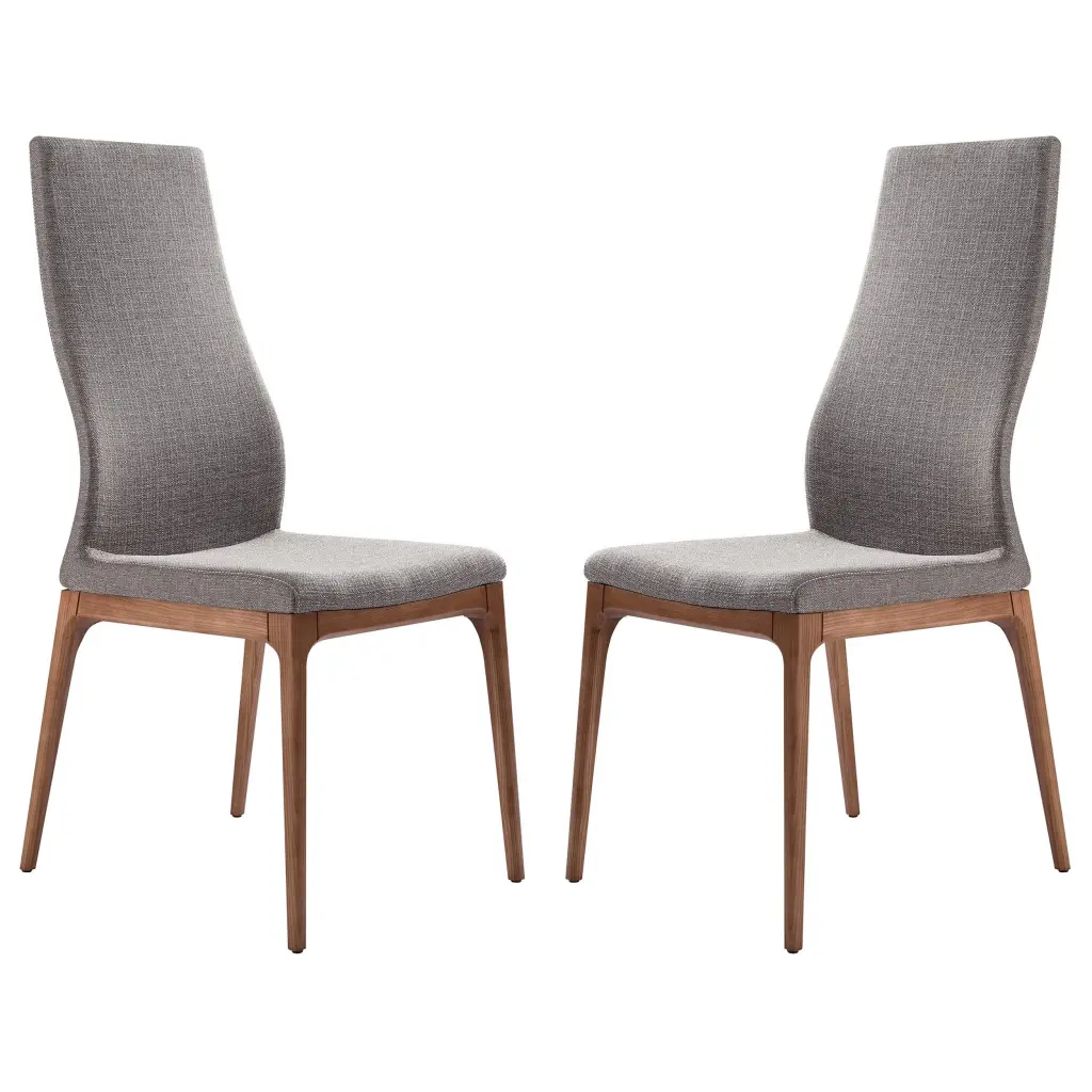 Fabric Sloped Elongated Back Dining Chair Splayed Legs Set 2 royal hampton