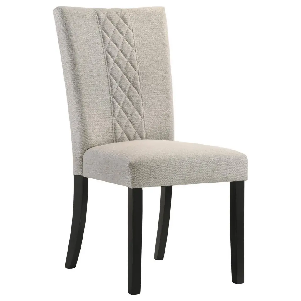 Mira 25 Inch Dining Chairs Set 2 Parson Style Flared Back Beige royal hampton