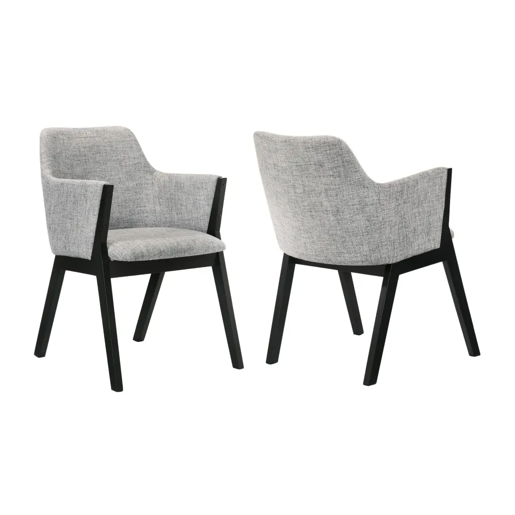 Renzo Light Gray Fabric and Black Wood Dining Side Chairs, Set 2 royal hampton