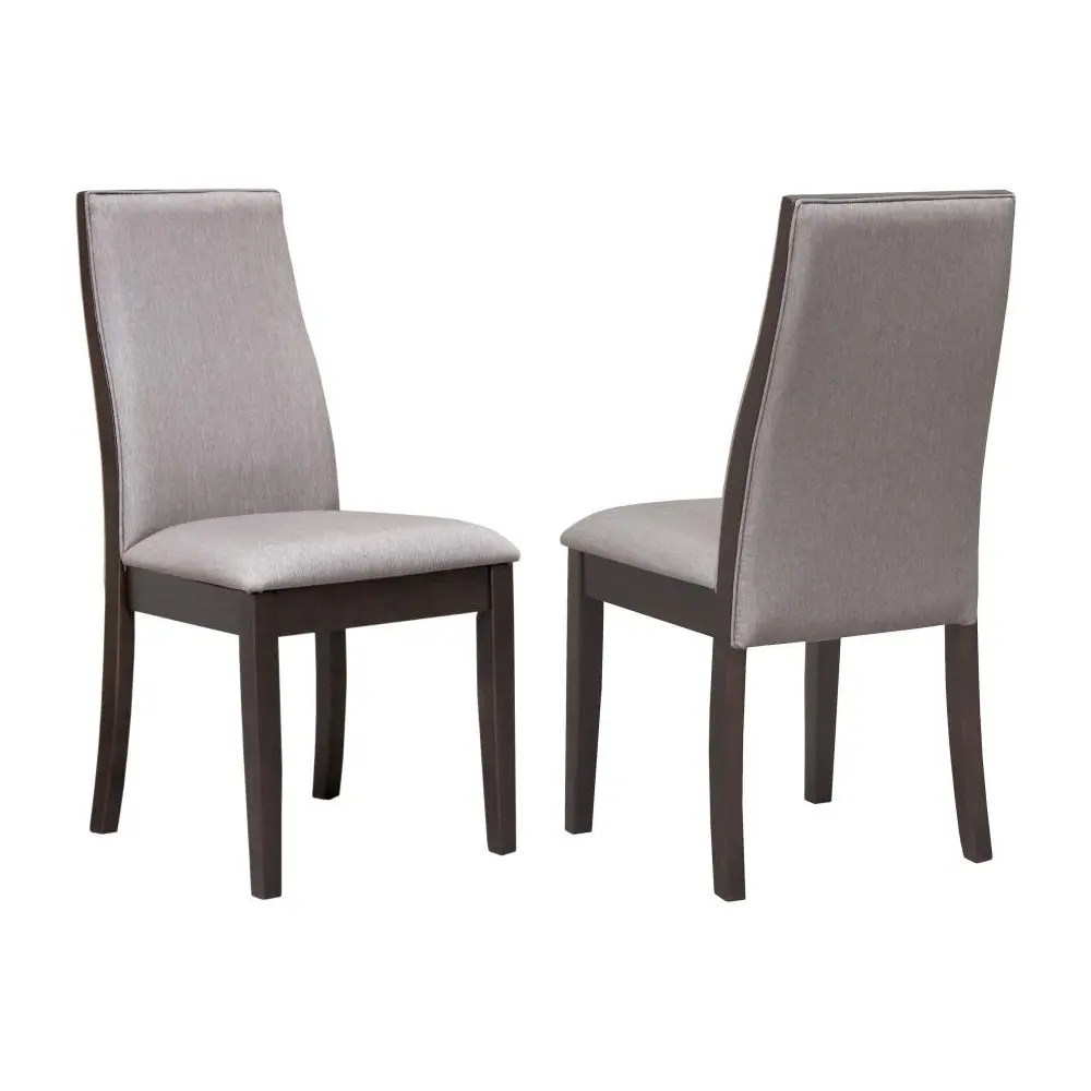 Set 2 Fabric Upholstered Dining Chairs Espresso Solid Wood simple relax