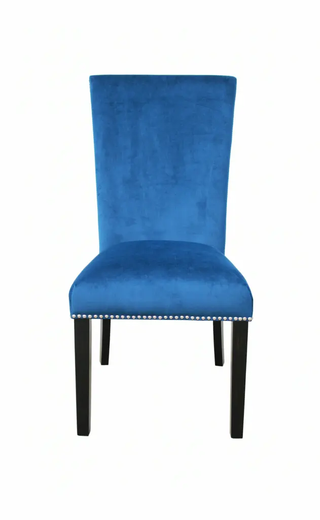 Camila Velvet Dining Chair Set 2 Blue Fabric steve silver furniture