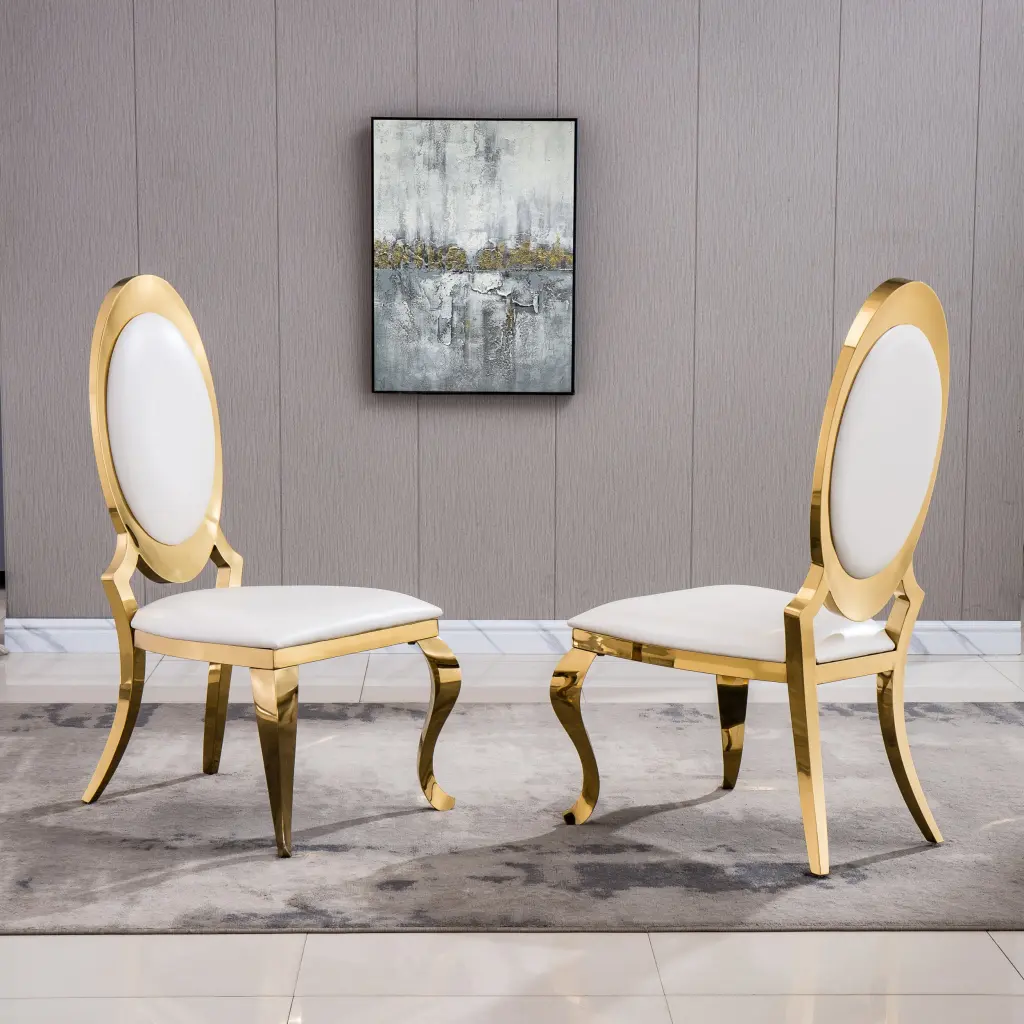 Dining Chair Set 2 Oval Backrest and Stainless Steel Legs w1241 artisan furniture