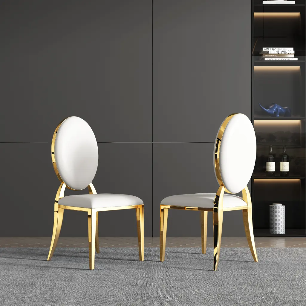 Set 2 Dining Chairs Oval Backrest and Stainless Steel Legs w1311 artisan furniture