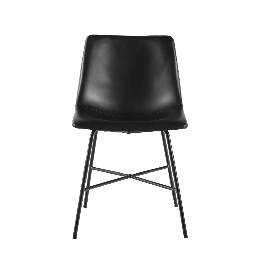 Modern Upholstered Dining Chair Metal X Base Set 2 Black Black walker edison