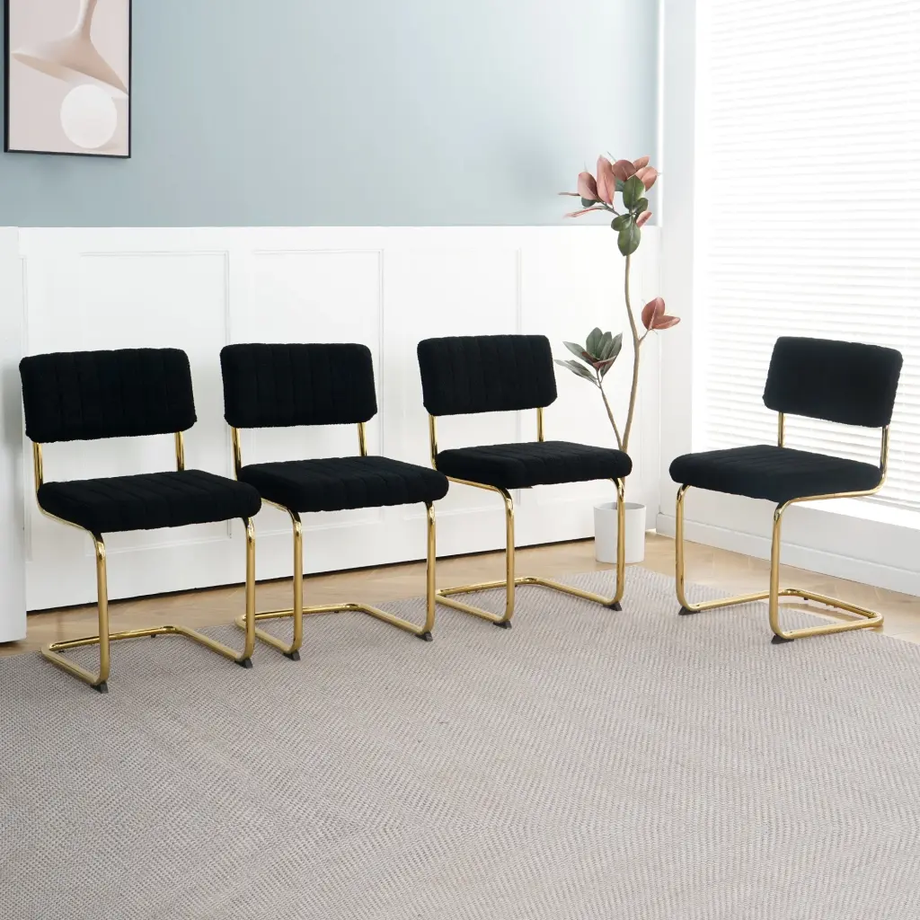 Modern Effortless Light Premium Dining Black Chair Home Bedroom Stool youngmagic