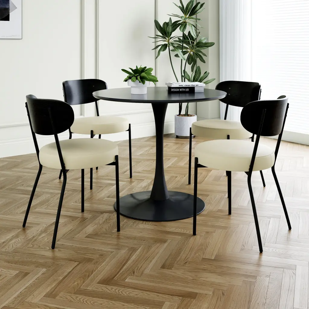 Modern Grey PU Dining Chair - Effortless Upholstered Chair Family and Bedroom youngmagic