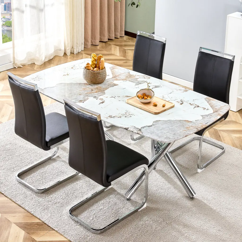 Rectangular Dining Table and Chair Set 4 to 8 People droom w-1151