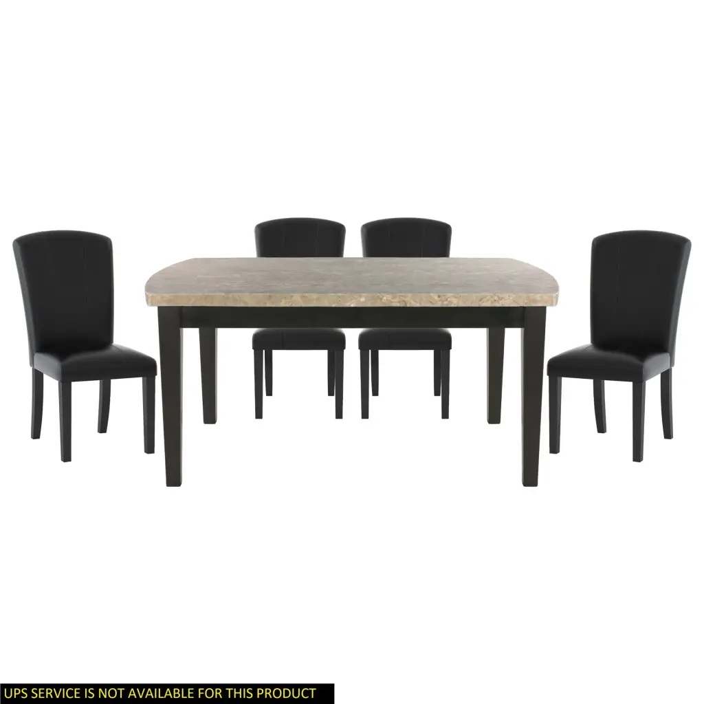 Dark Espresso Finish 5 Piece Dining Set Authentic Marble Top Table and 4 Chairs kanepe