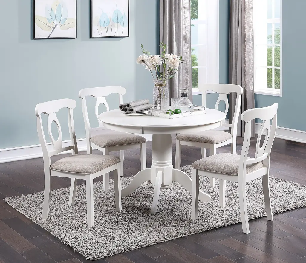 Timeless Design 5-Piece Round Dining Room Set Table and 4 Cushioned Chairs kanepe