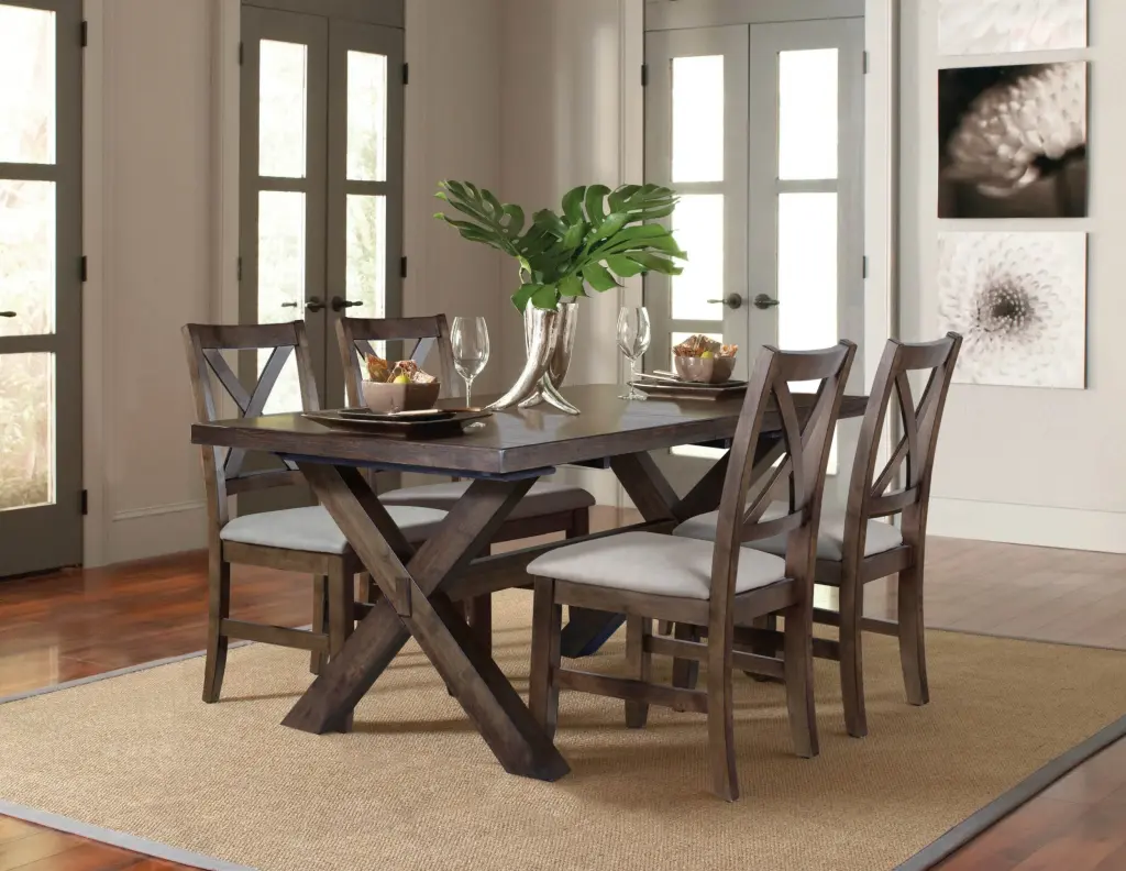 Astoria 5 Piece Dining Set Dark Brown Wood Table And Chairs steve silver furniture