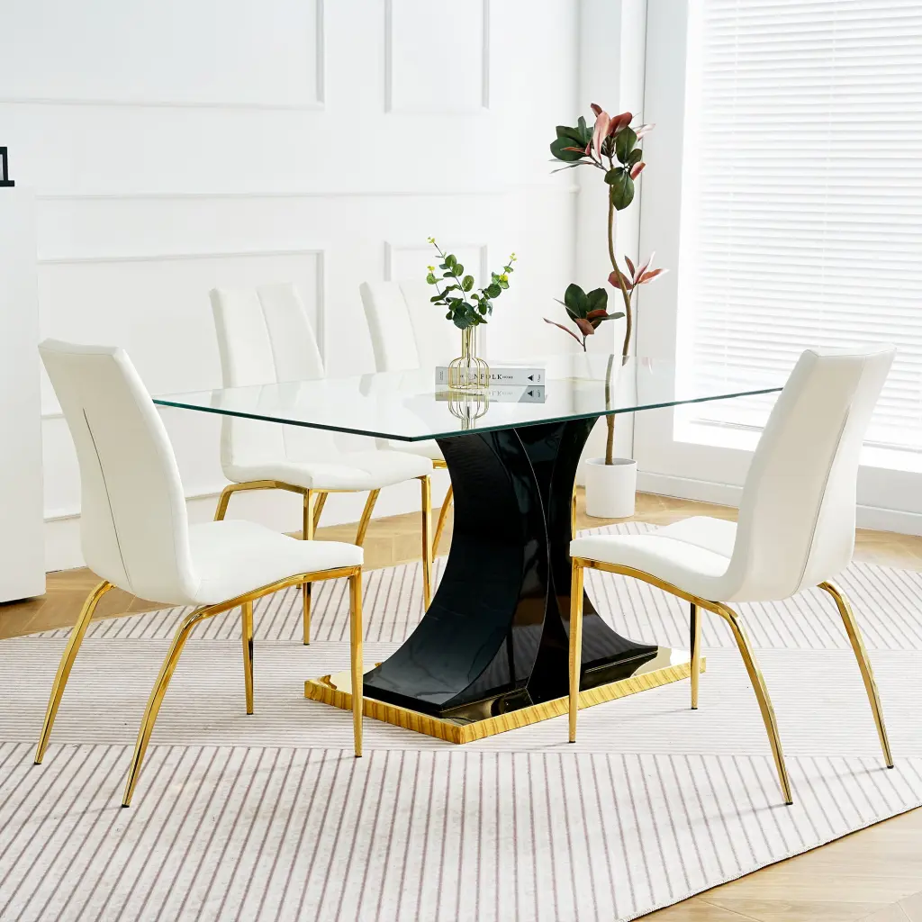 Modern Effortless Table And Chair Set One Table And Four Chairs Transparent youngmagic