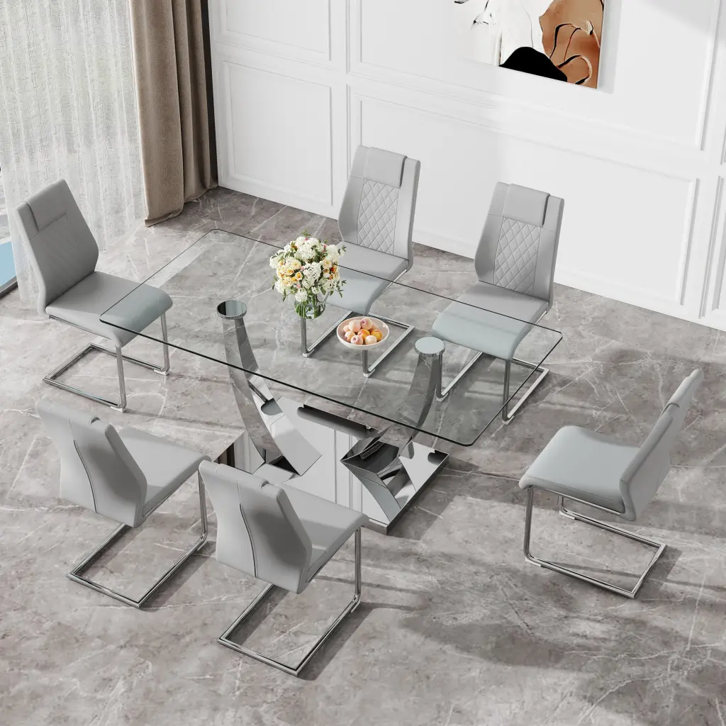 Contemporary Minimalist Rectangular Dining Table And Chair Set droom w-1151