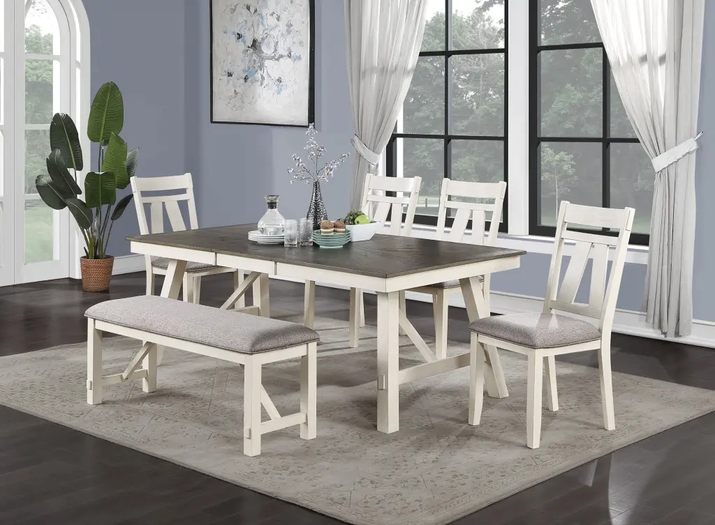 6-Piece Dining Room Set Extendable Table Leaf and 4 Side Chairs kanepe