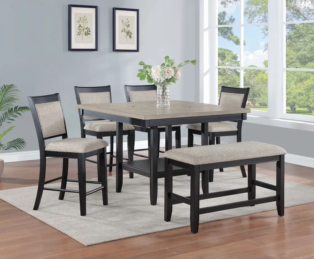 6 Piece Contemporary Farmhouse Style Counter Height Dining Set 20 Inch Table kanepe