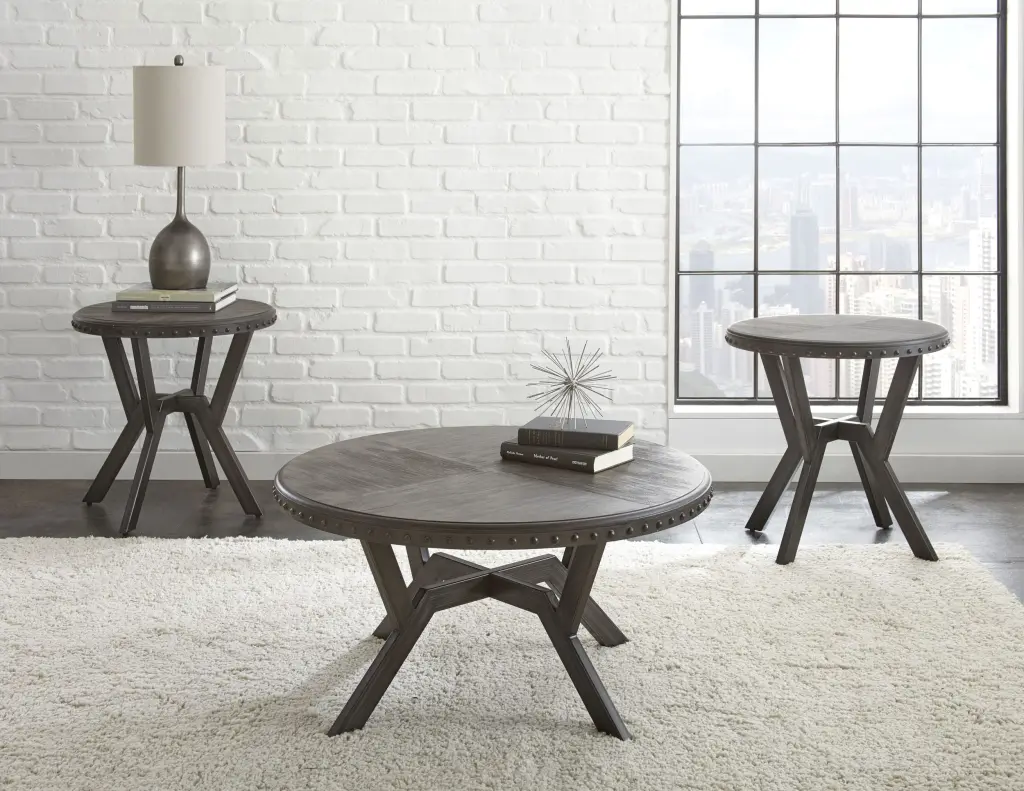 Alamo 3 Piece Table Set Gray Wood steve silver furniture