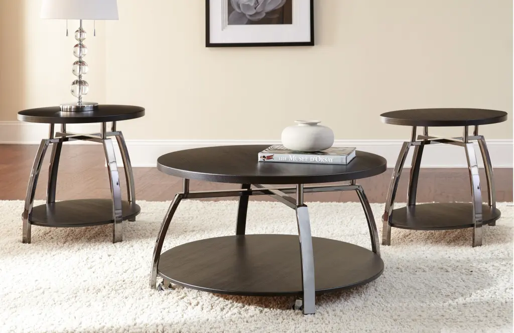 Coham 3 Piece Table Set Brown Steel Outdoor Patio Furniture steve silver furniture