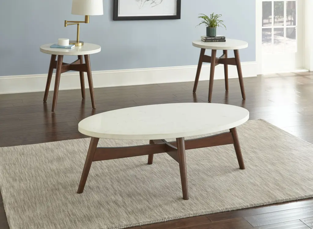 Serena 3 Piece Table Set White Wood steve silver furniture