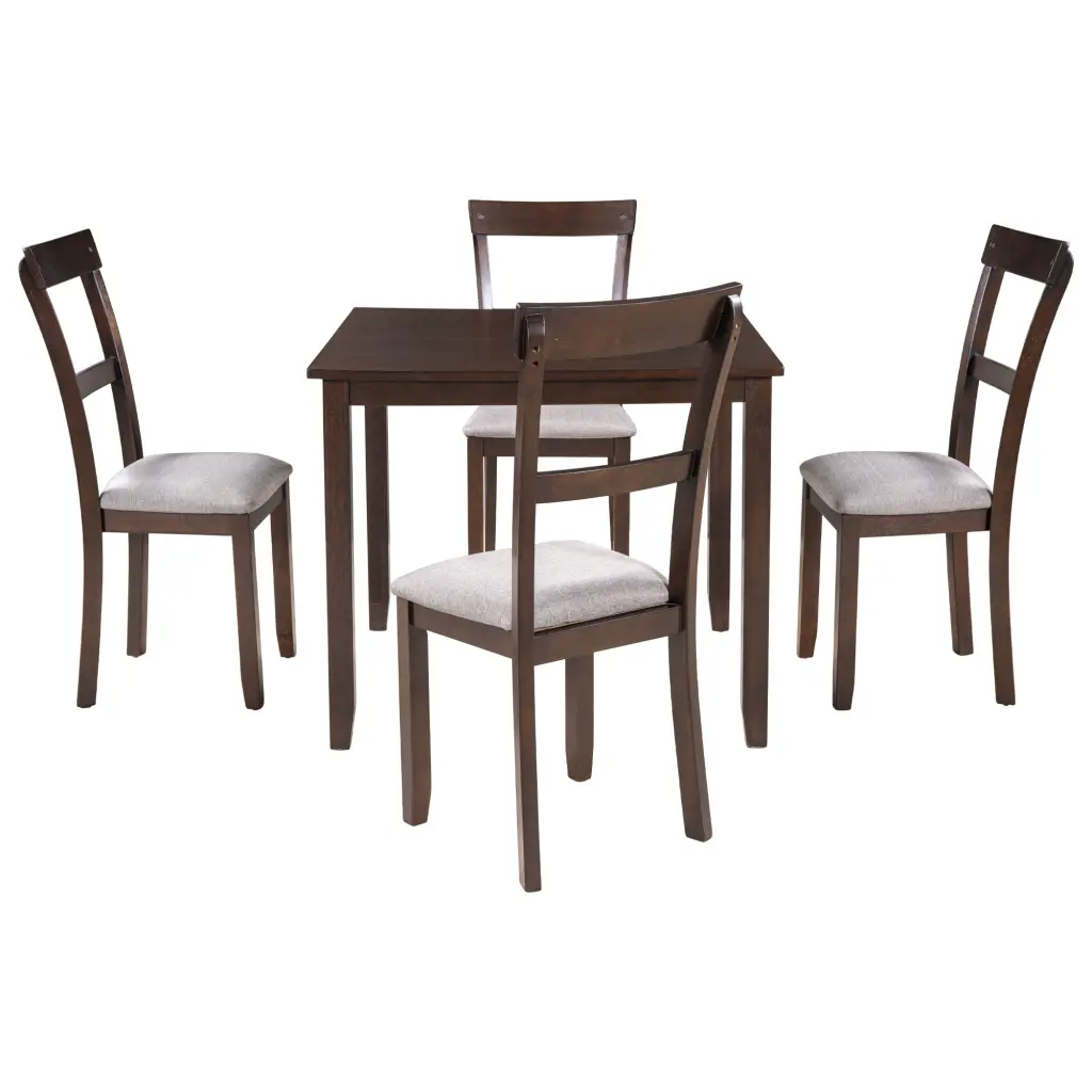 5 Piece Dining Table Set Industrial Wooden Kitchen Table And 4 Chairs trexm
